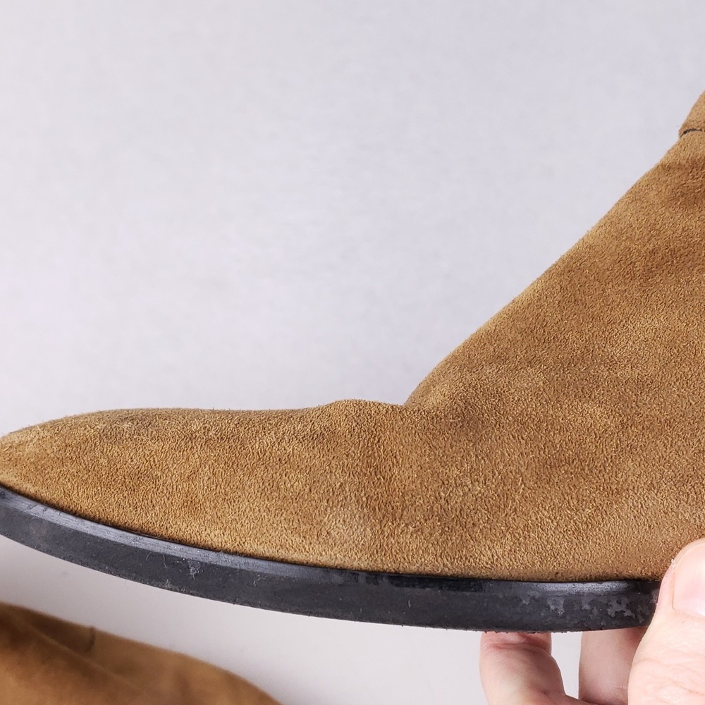 Karl Lagerfeld Paris Suede Ankle Boots 9.5M Buckle Strap Brown Jodhpur Zip-Up - Picture 14 of 16